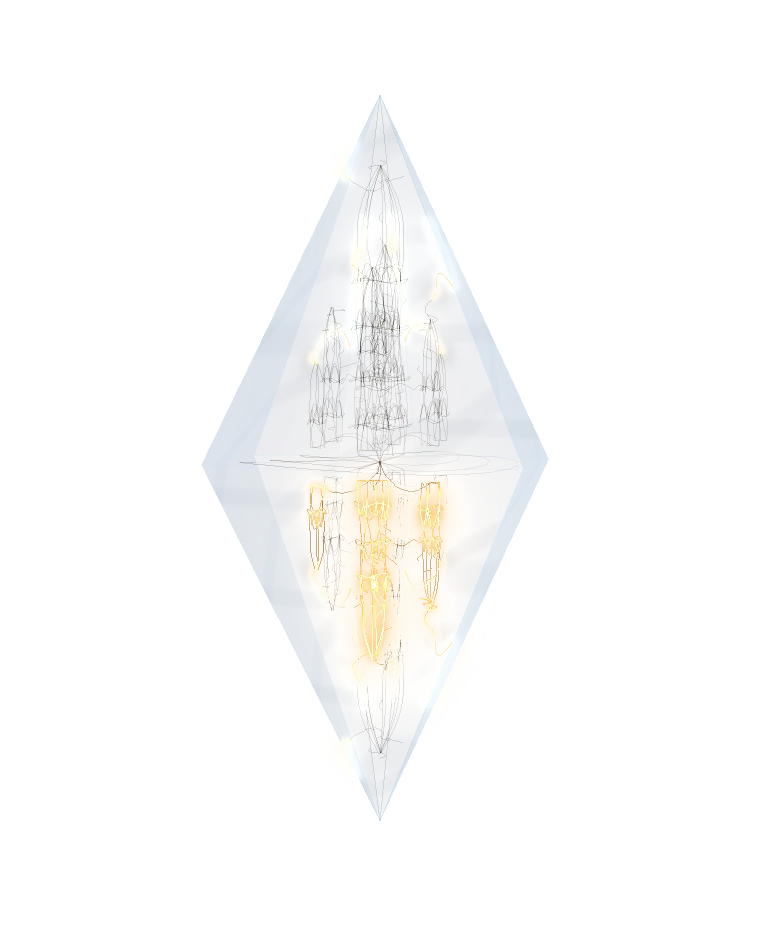 The Logris crystal with the Exploring the world direction lit