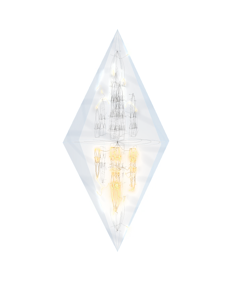 The Logris crystal with the Living & experience direction lit